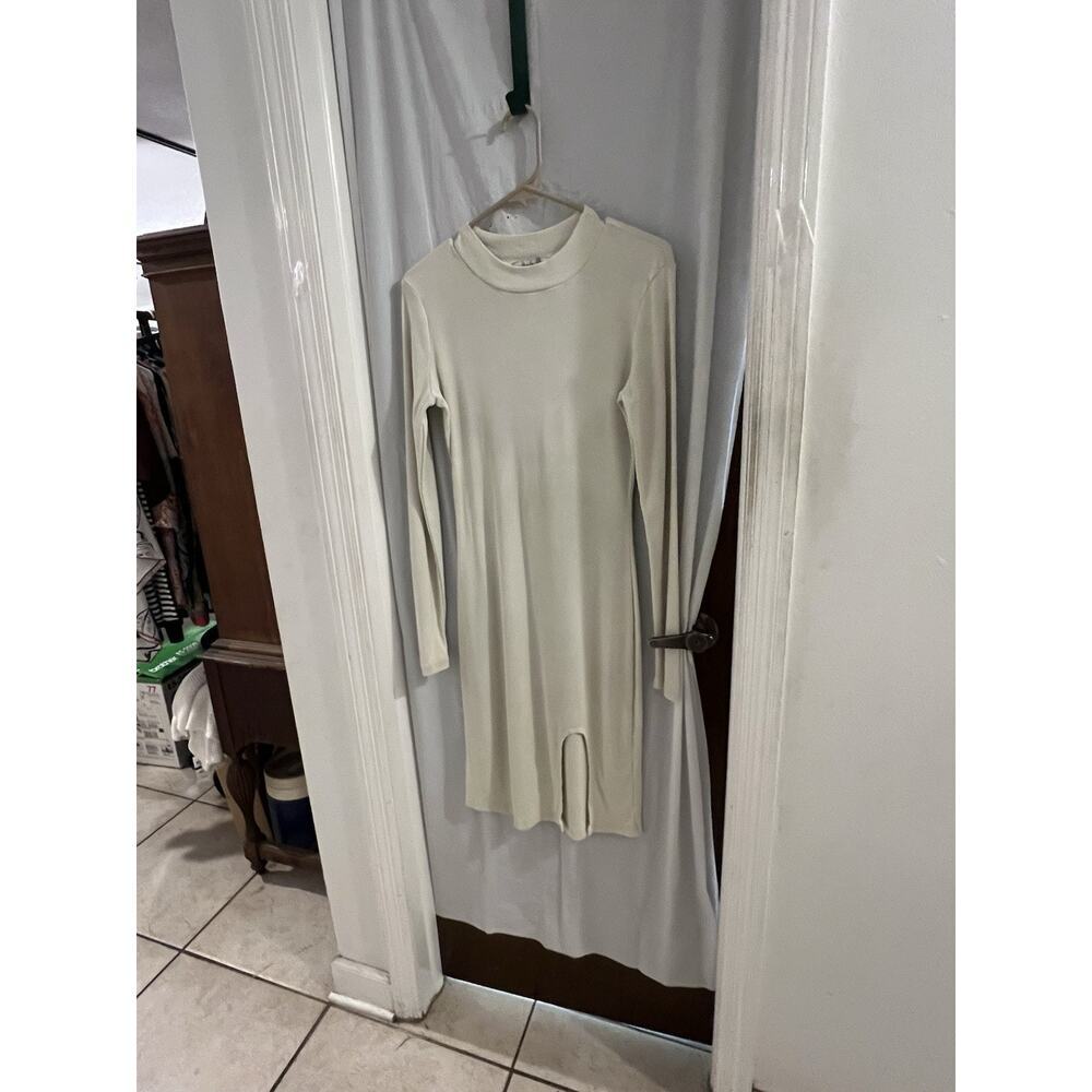 Young Fabulous And Broke Bodycon Dress Women M Light Green Rib Knit Front Slit
